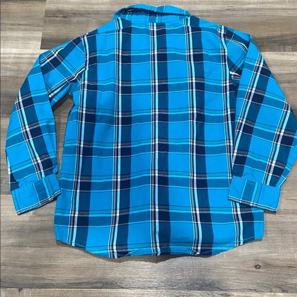 $1 Wonderkids Vibrant Blue Plaid Button Down Shirt - Picture 3 of 3